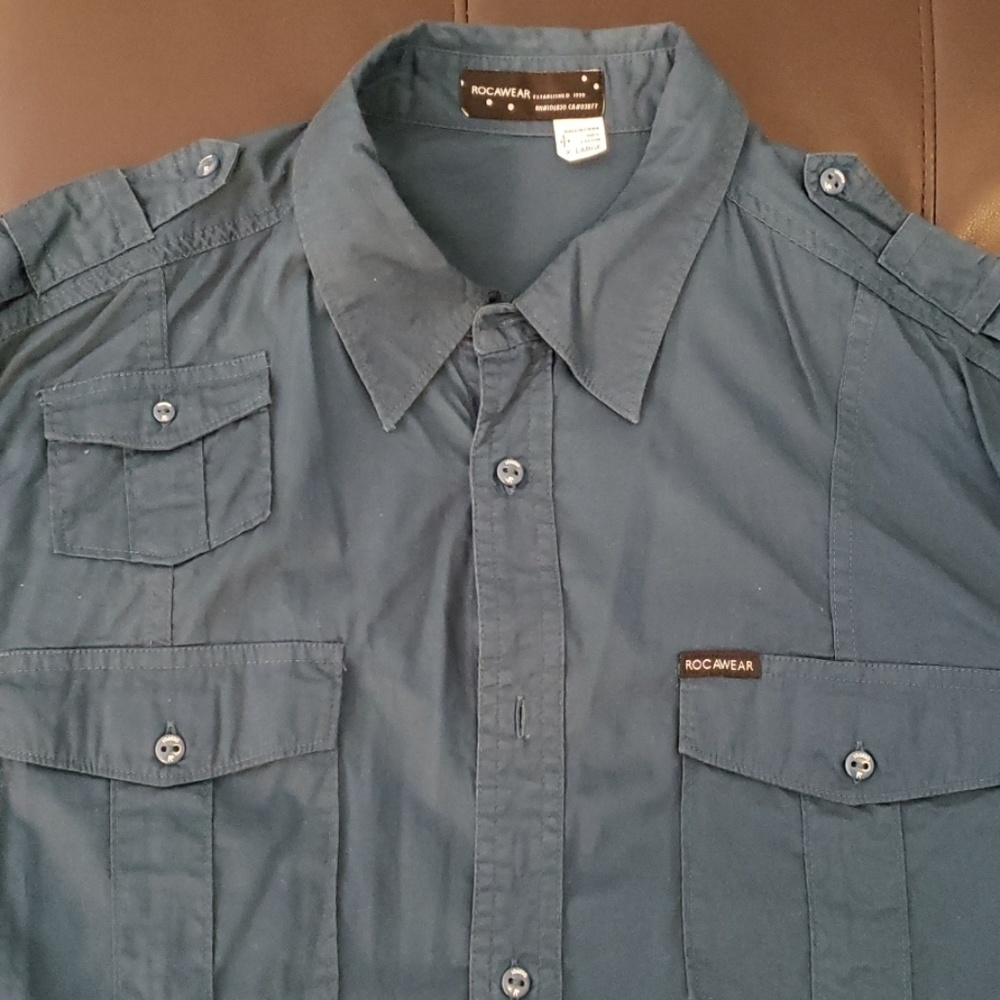 Rocawear long sleeve, teal,  button down shirt